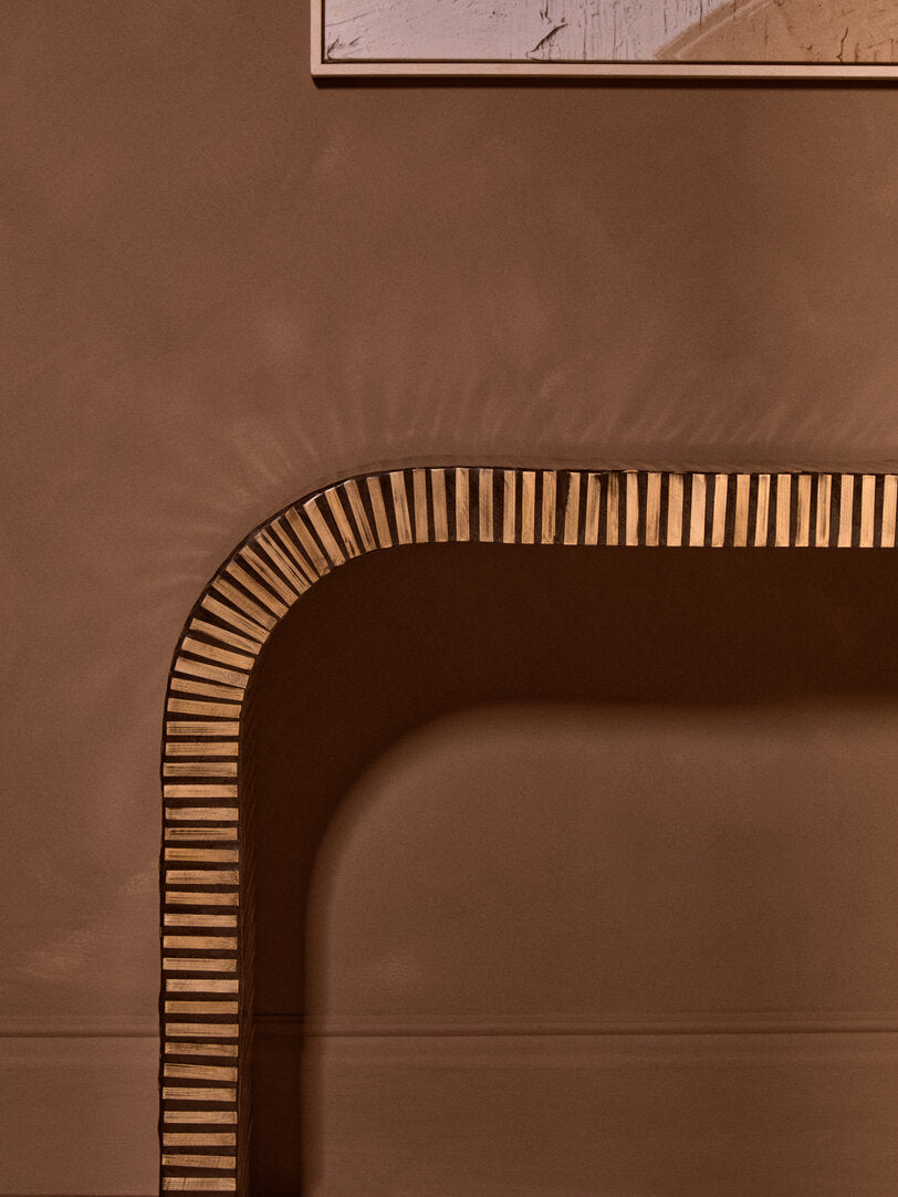 Bambusa Bamboo Inlay Curved Console Table
