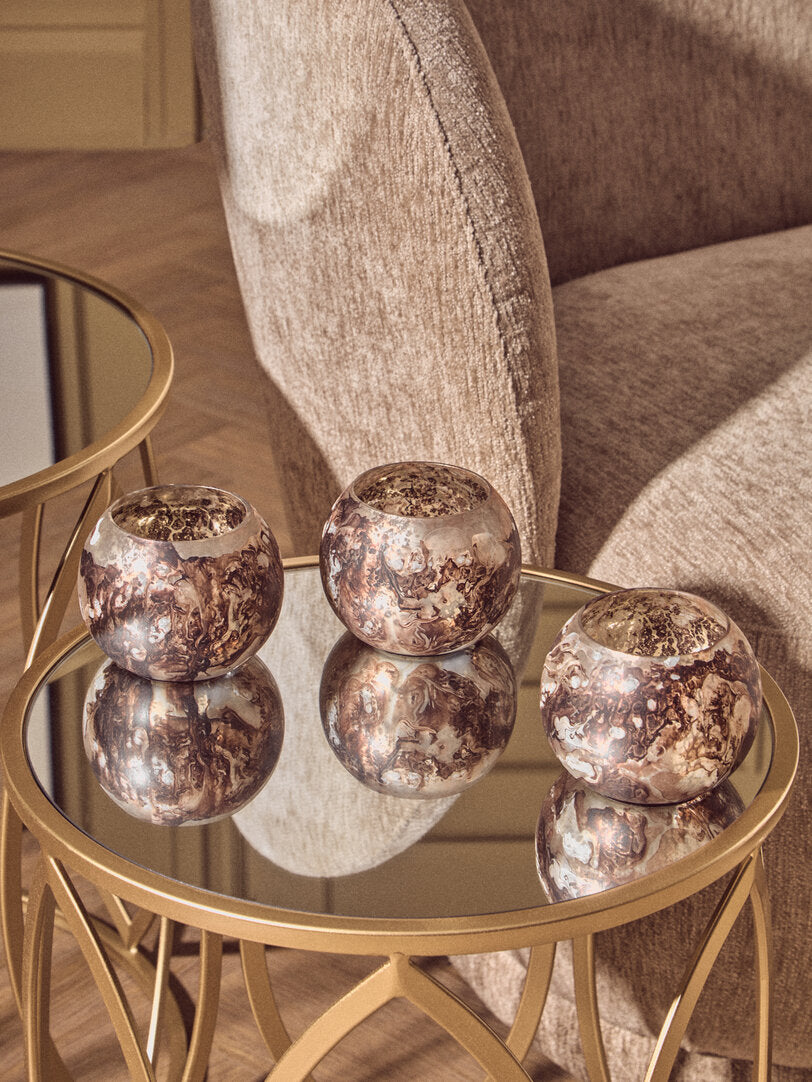 Garan Set Of 3 Brown Tealight Holders
