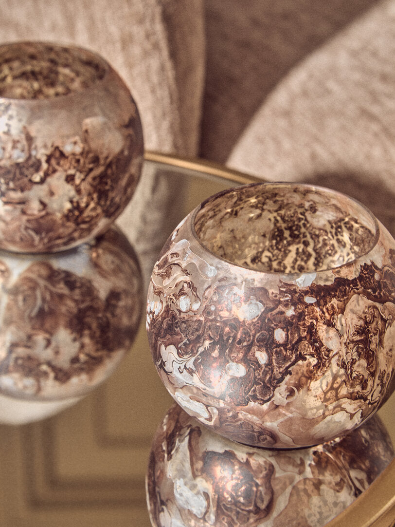 Garan Set Of 3 Brown Tealight Holders