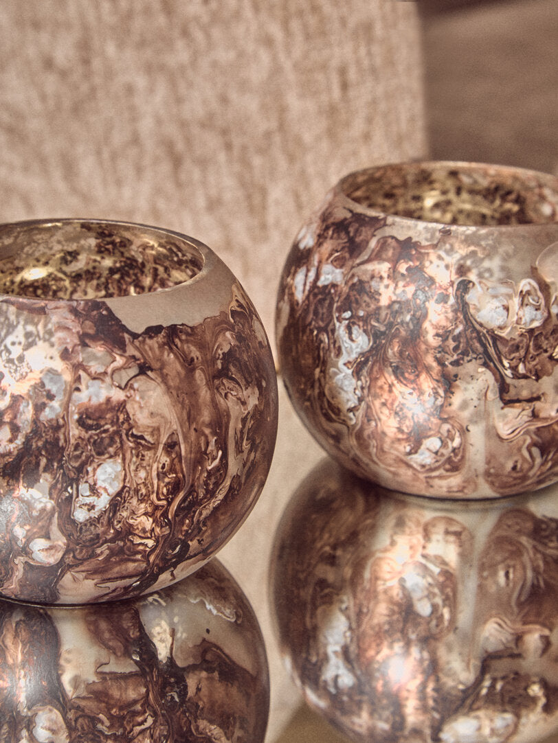 Garan Set Of 3 Brown Tealight Holders
