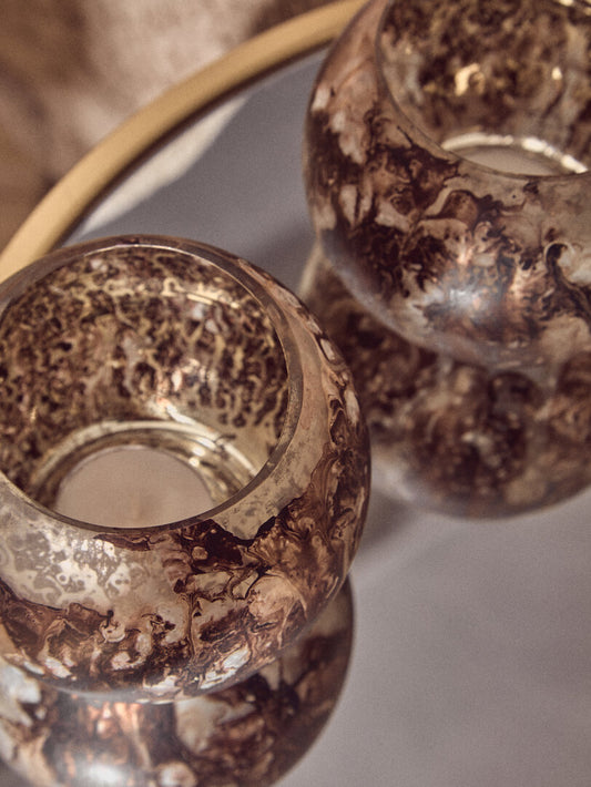 Garan Set Of 3 Brown Tealight Holders