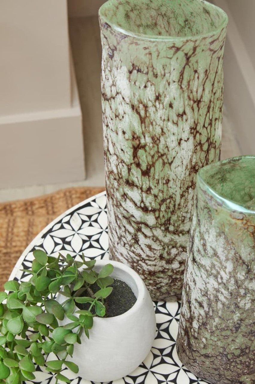 Harri Large Glass Vase with Marble Effect Vase