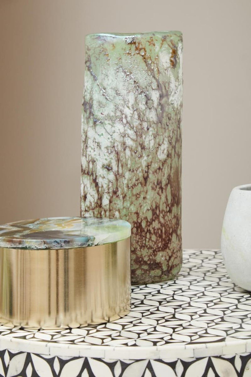 Harri Large Glass Vase with Marble Effect Vase