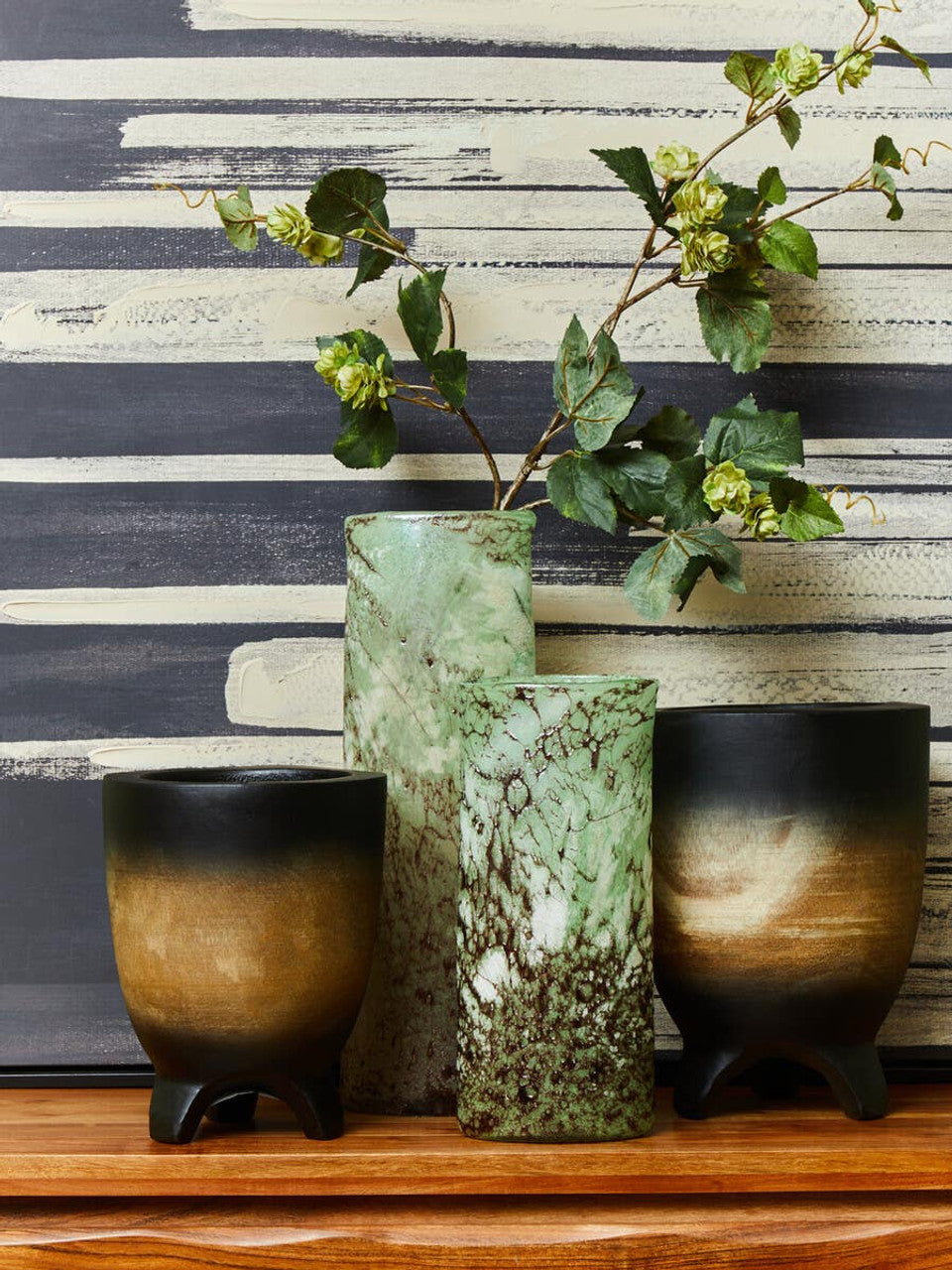 Harri Large Glass Vase with Marble Effect Vase
