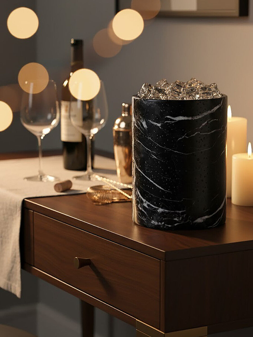 Salmo Black Marble Office Ice Bucket