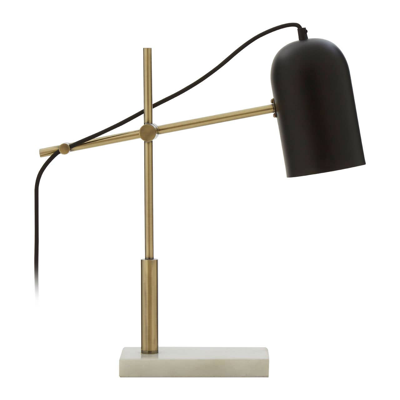 Black & Gold Adjustable Desk Lamp with Marble Base – Refined Workspace Lighting with Material Contrast