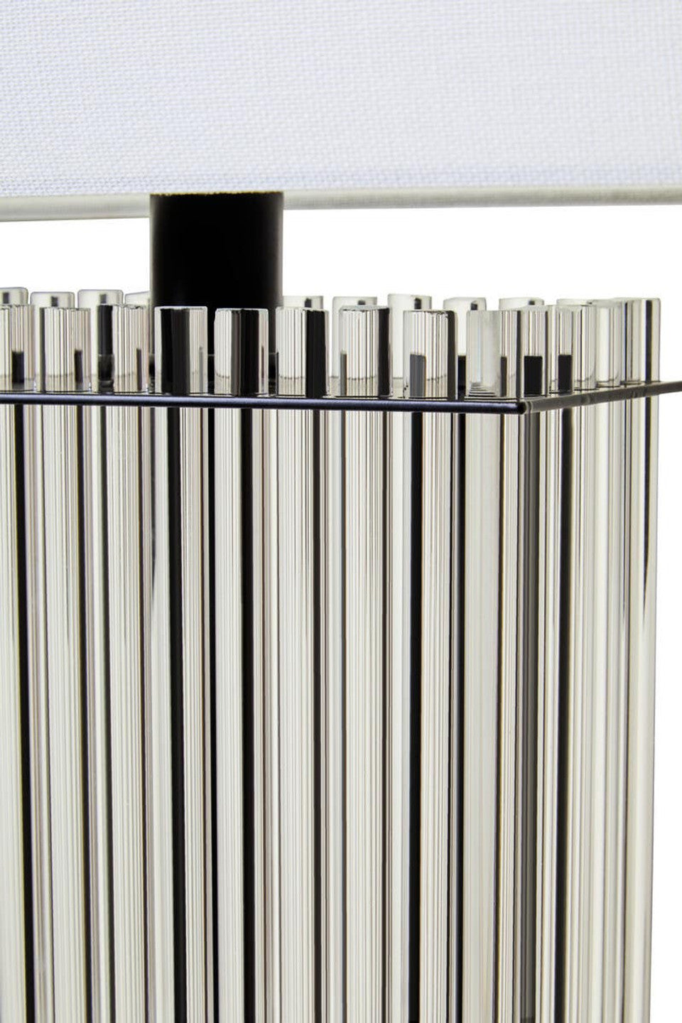 Elana Clear Glass Desk Lamp with Matte Black Base – Structured Workspace Lighting with Ribbed Detail