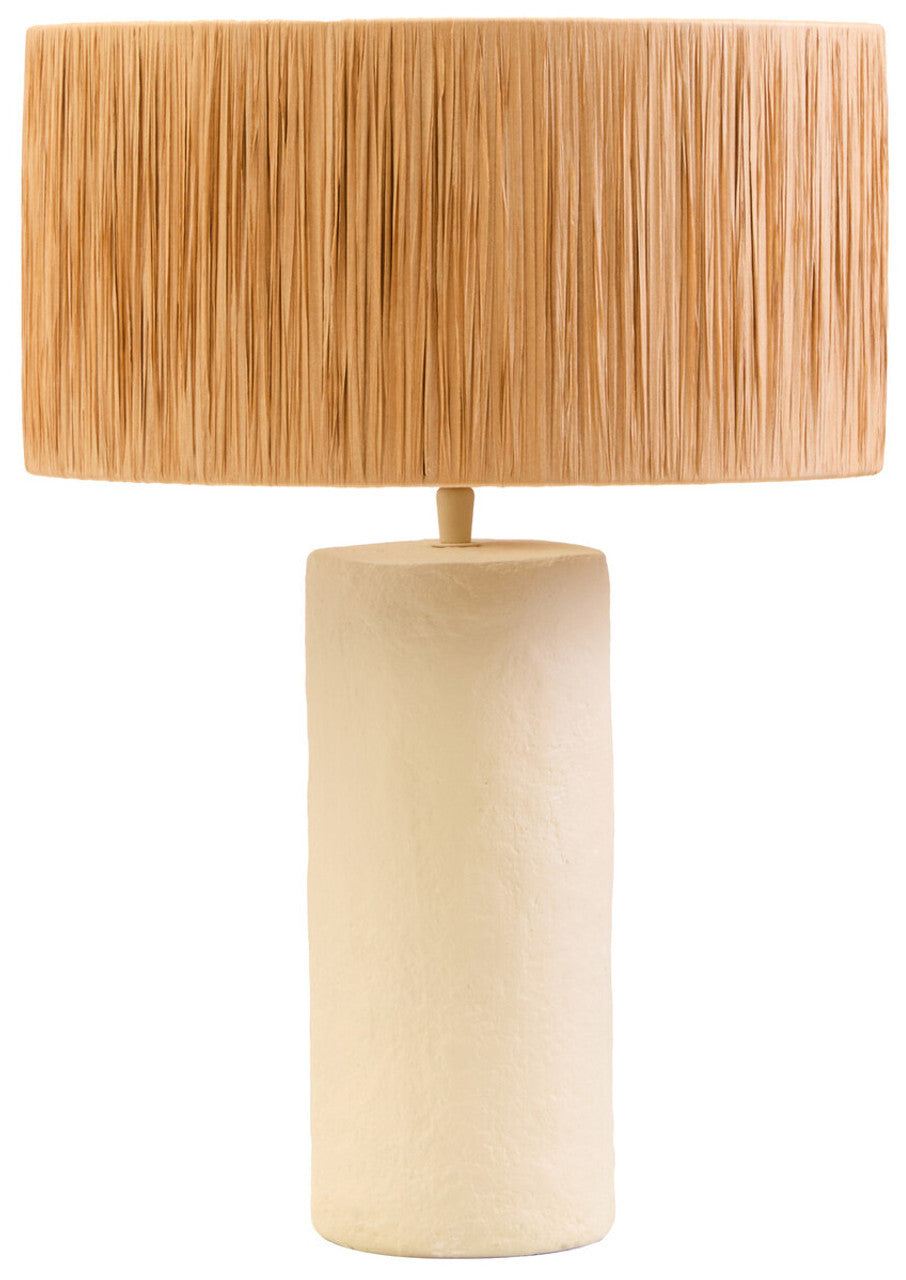 Carta Natural Papier Mâché Table Lamp with Raffia Shade – Textural Workspace Lighting with Organic Finish
