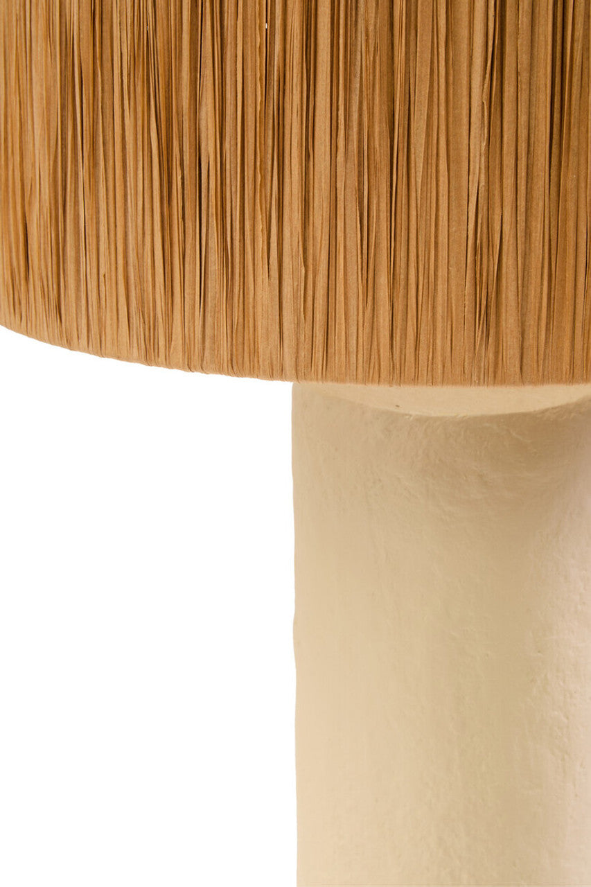 Carta Natural Papier Mâché Table Lamp with Raffia Shade – Textural Workspace Lighting with Organic Finish