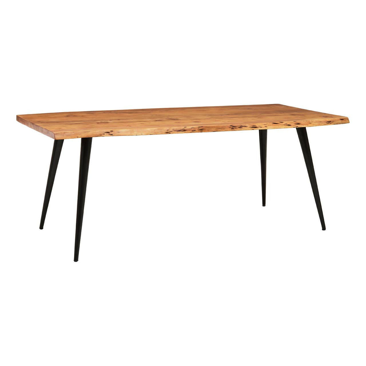 Large Acacia Wood Workspace Desk with Iron Legs – Natural Wood Desk Table for Office Use