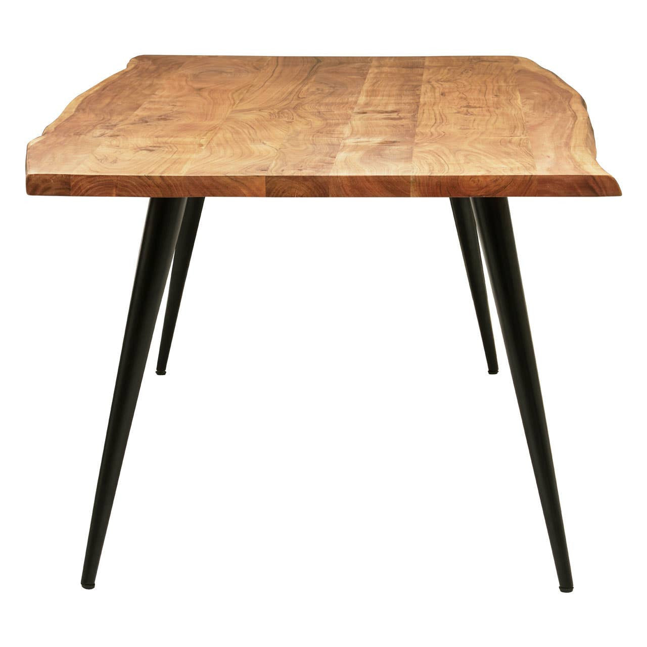 Large Acacia Wood Workspace Desk with Iron Legs – Natural Wood Desk Table for Office Use
