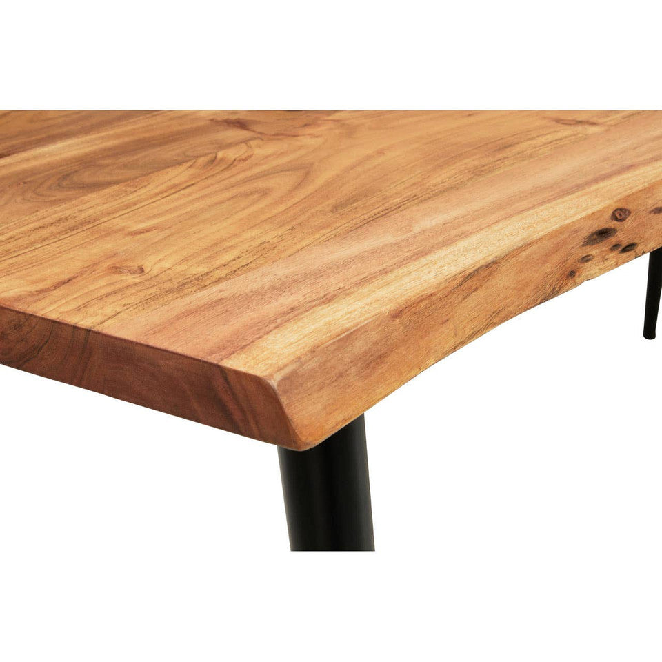 Large Acacia Wood Workspace Desk with Iron Legs – Natural Wood Desk Table for Office Use