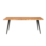 Large Acacia Wood Workspace Desk with Iron Legs – Natural Wood Desk Table for Office Use