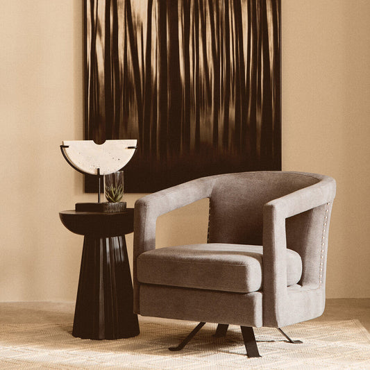 Hesia Ash Velvet Swivel Chair