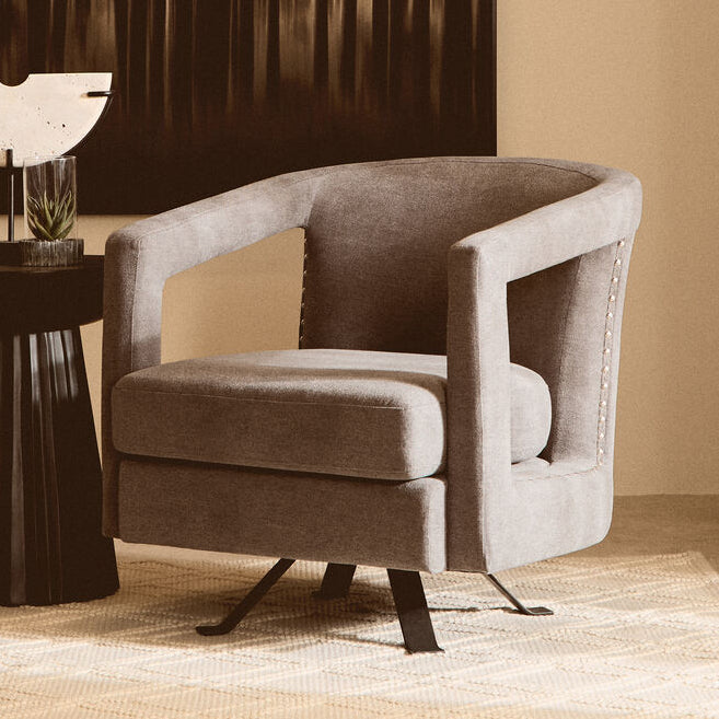 Hesia Ash Velvet Swivel Chair