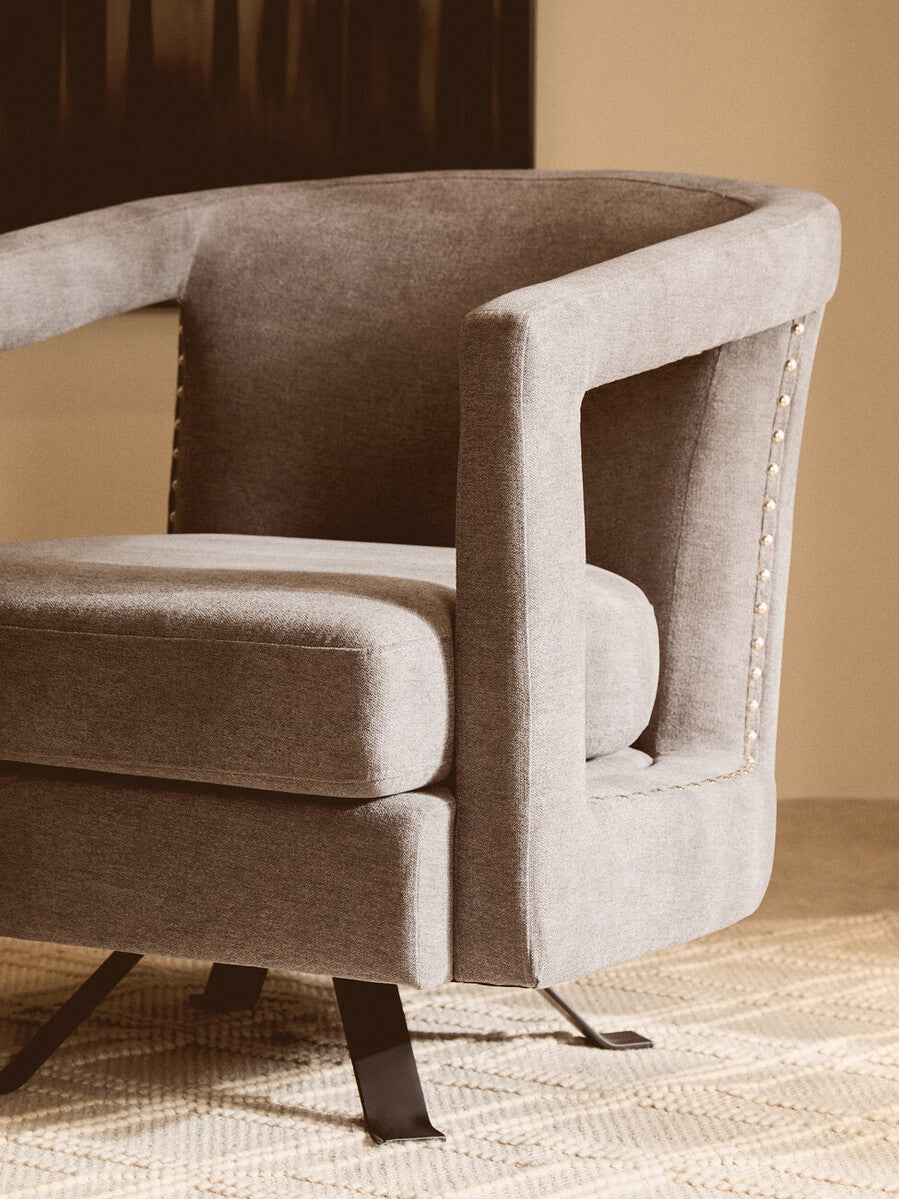 Hesia Ash Velvet Swivel Chair
