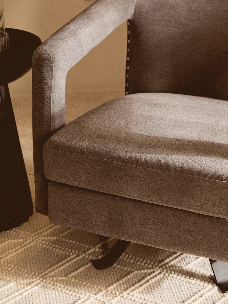 Hesia Ash Velvet Swivel Chair