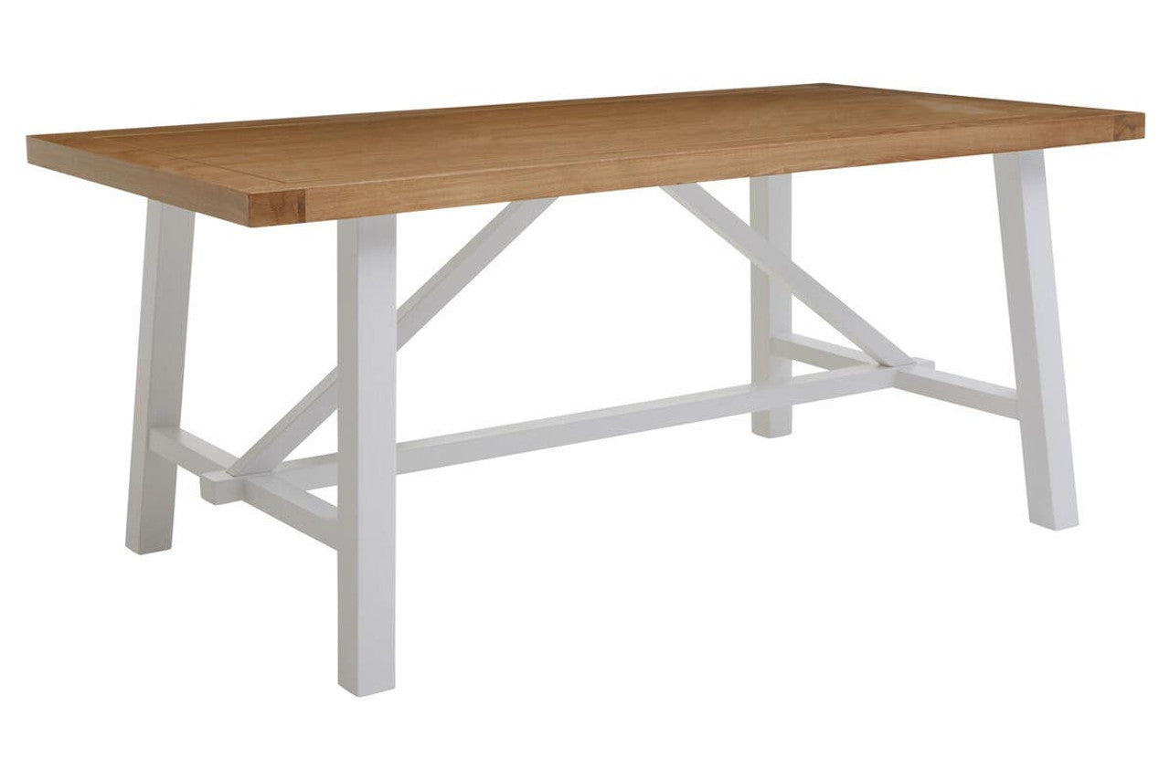 Parkside Natural Oak Workspace Table Desk with White Base – Large Wood Desk Table for Office and Studio
