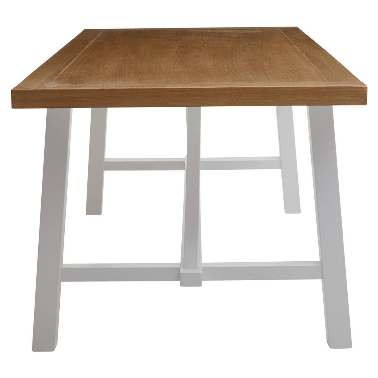 Parkside Natural Oak Workspace Table Desk with White Base – Large Wood Desk Table for Office and Studio
