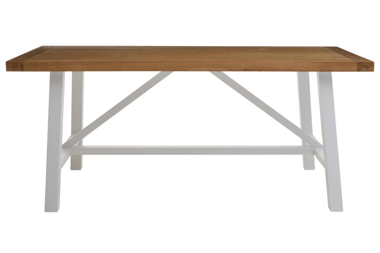 Parkside Natural Oak Workspace Table Desk with White Base – Large Wood Desk Table for Office and Studio