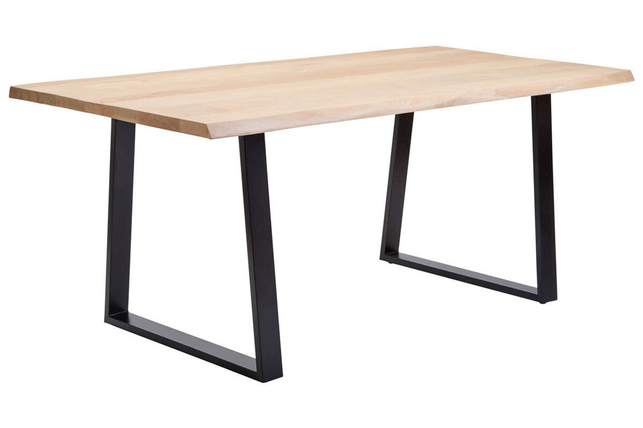 Persolo Live Edge Mango Wood Workspace Desk with Black Metal Legs – Large Natural Wood Desk Table