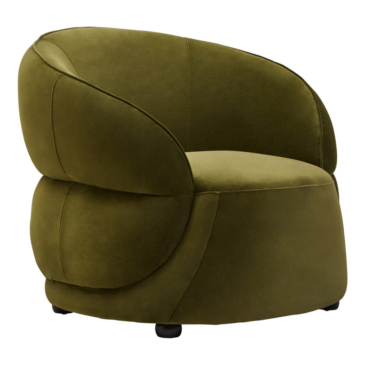 Darla Forest Green Velvet Curved Chair – Sculptural Workspace Seating with Soft Upholstery