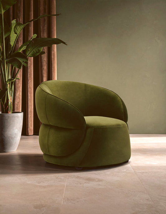 Darla Forest Green Curved Velvet Chair