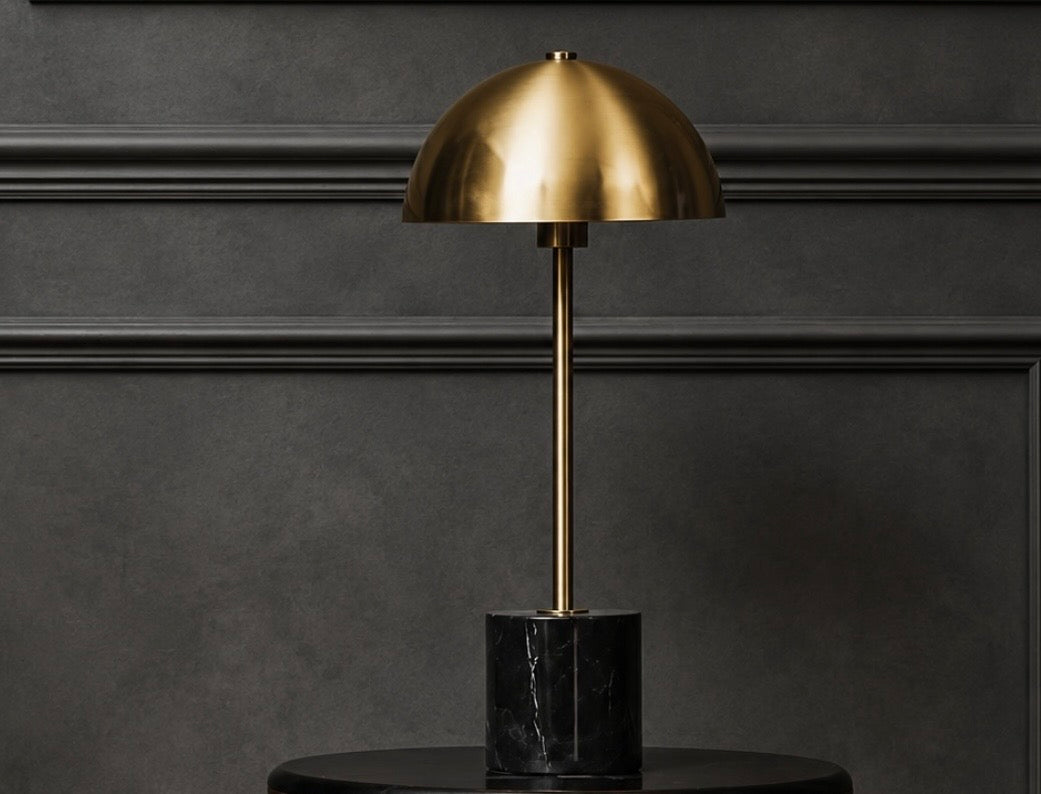 Murdoch Brushed Brass Table Lamp with Black Marble Base