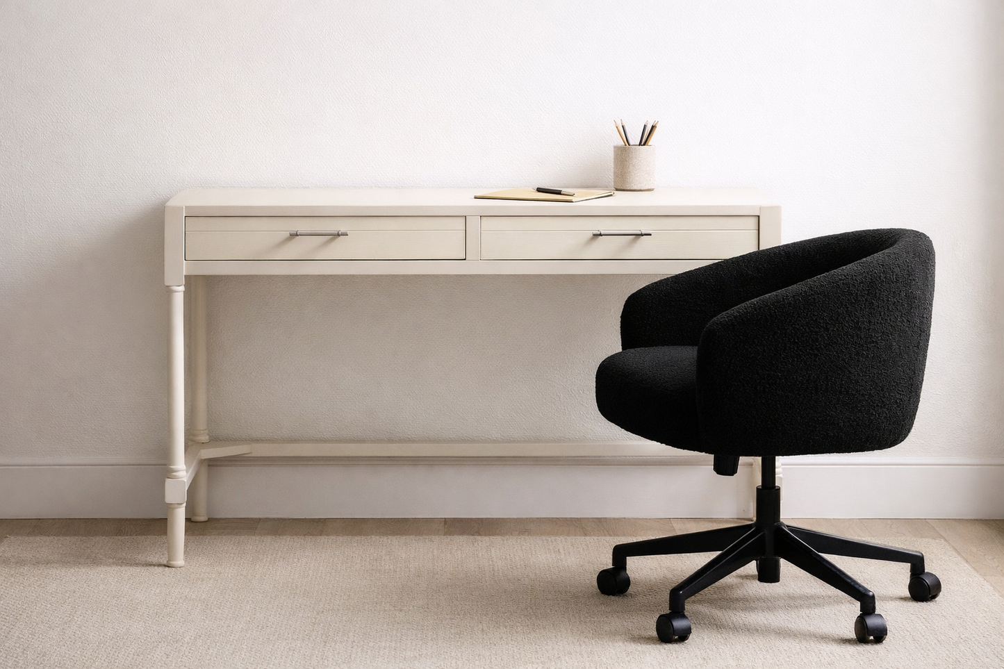 Heritage Ivory Desk with Dual Drawers – Workspace Desk with Carved Legs