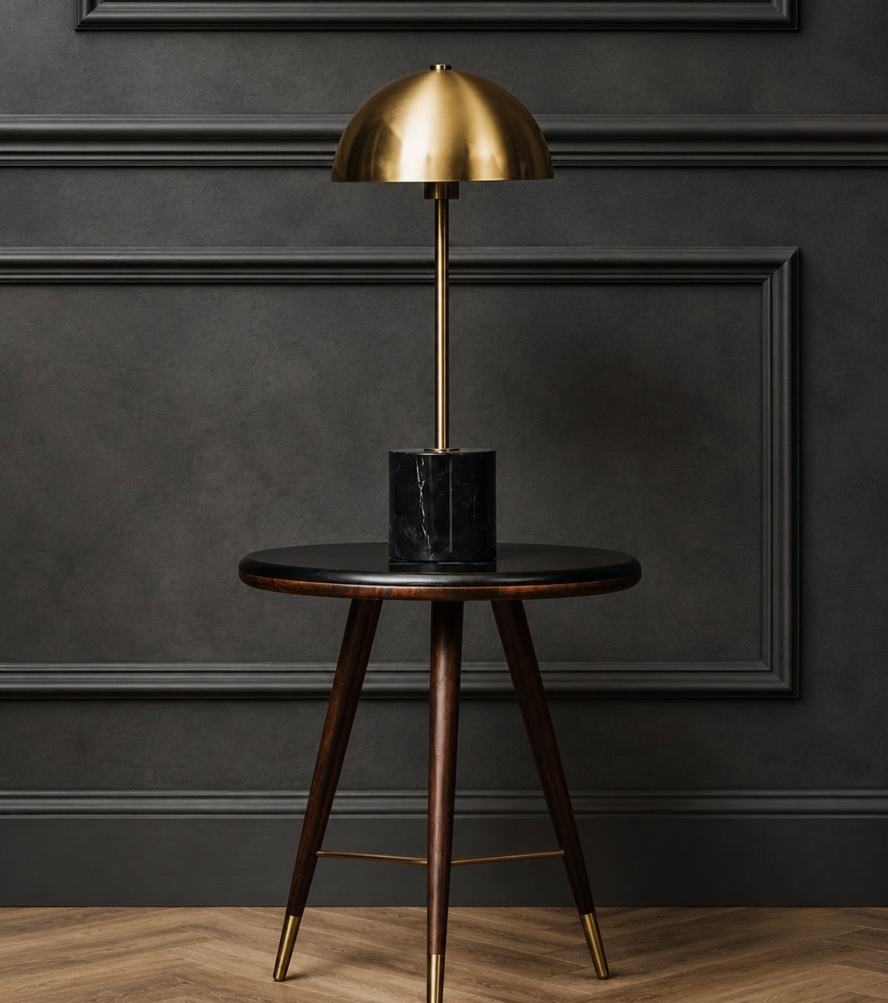 Murdoch Brushed Brass Table Lamp with Black Marble Base