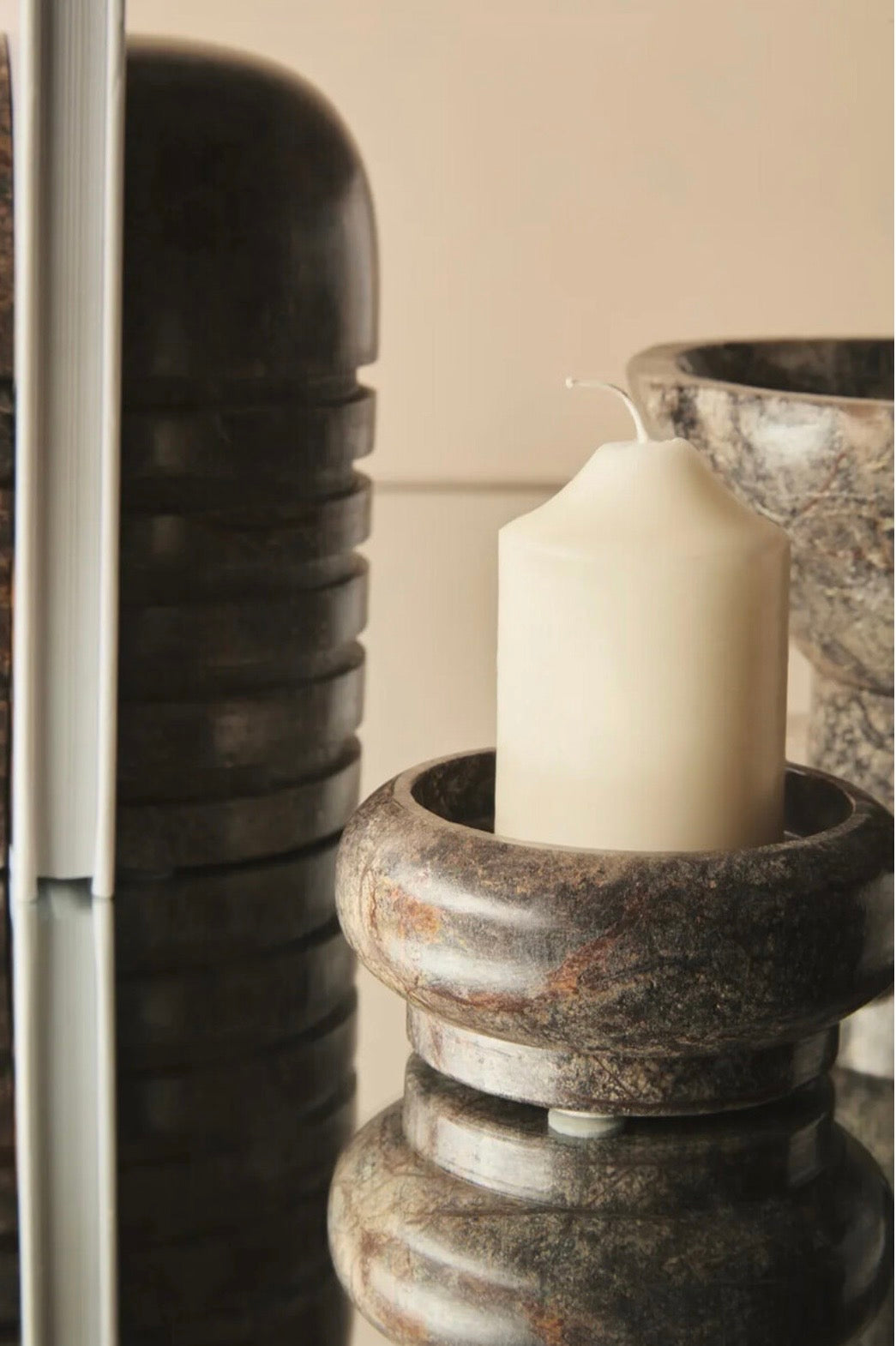 Forest Green Marble Candle Holder