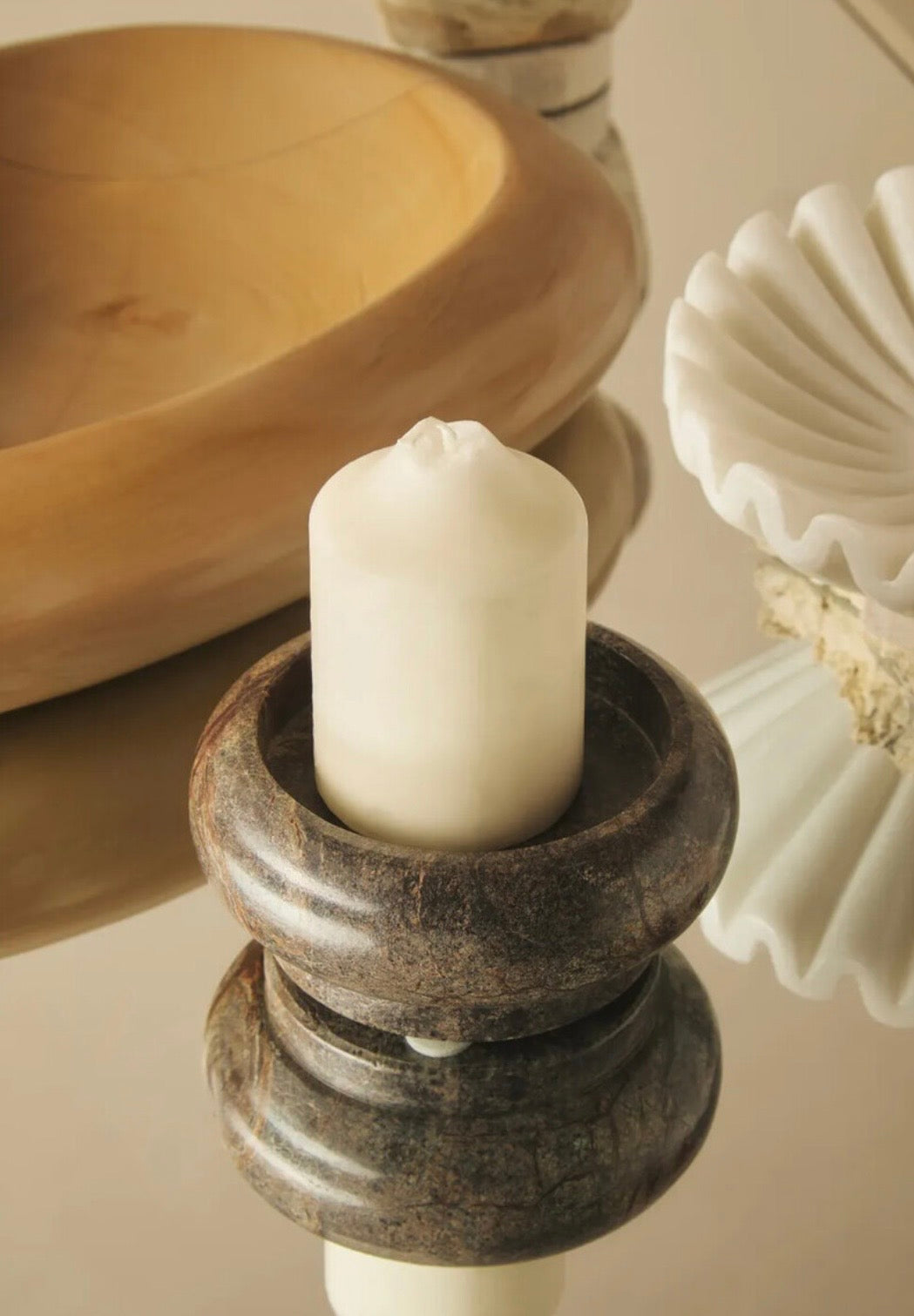 Forest Green Marble Candle Holder