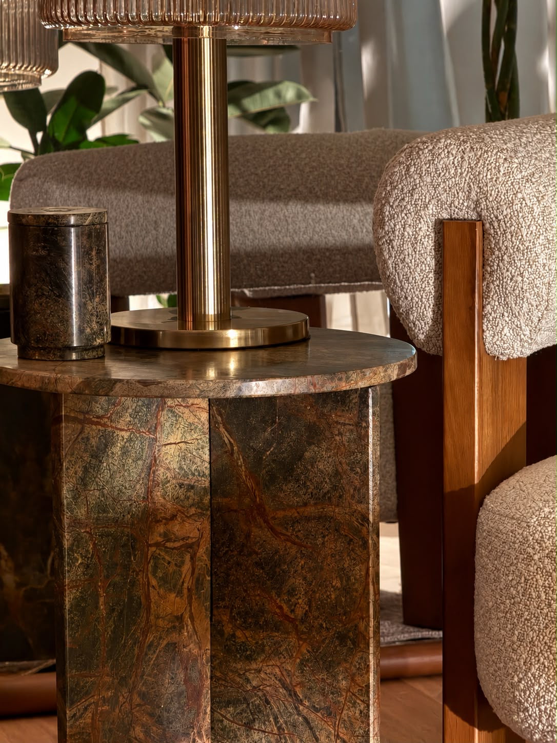 Fazio Forest Green Marble Round Side Table