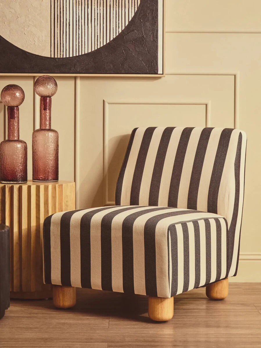 Parla Black & White Stripe Office Chair
