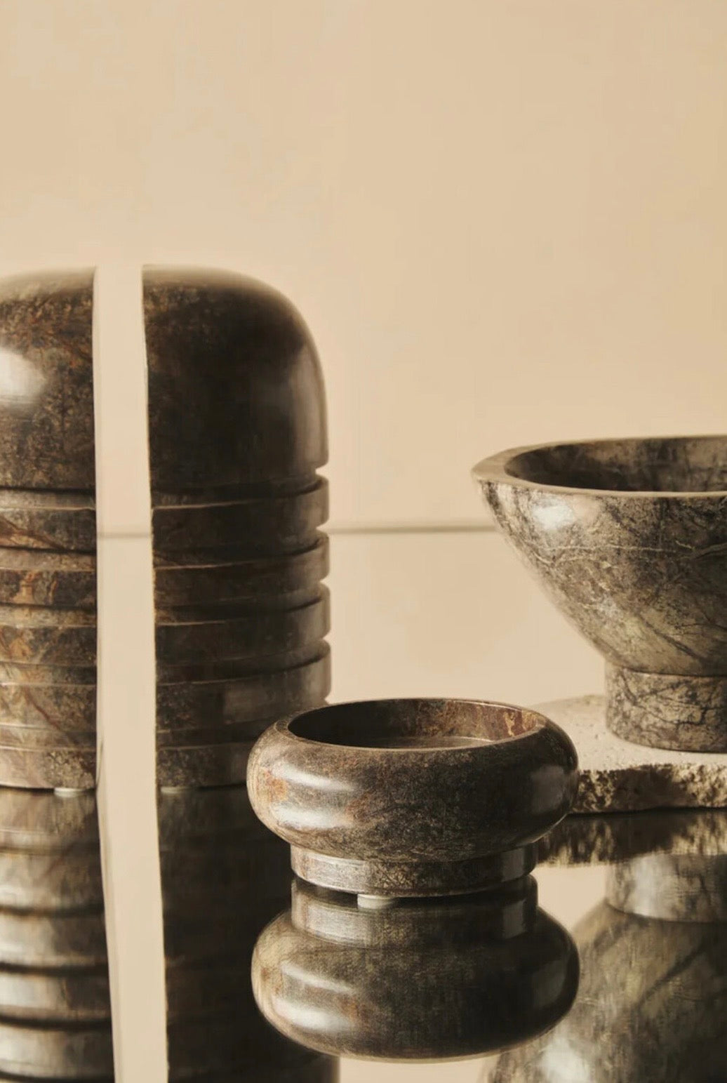 Forest Green Marble Candle Holder