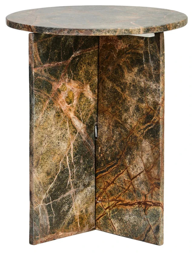 Fazio Forest Green Marble Round Side Table