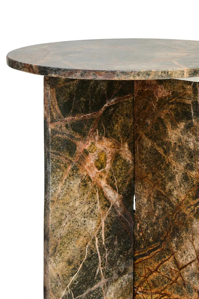 Fazio Forest Green Marble Round Side Table