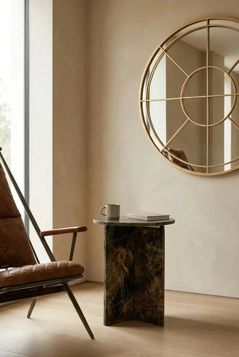 Fazio Forest Green Marble Round Side Table