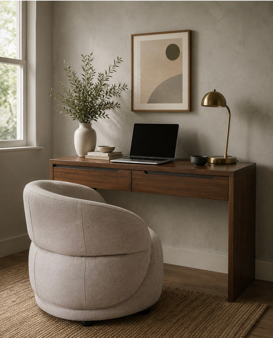 Daphne Taupe Chenille Curved Chair