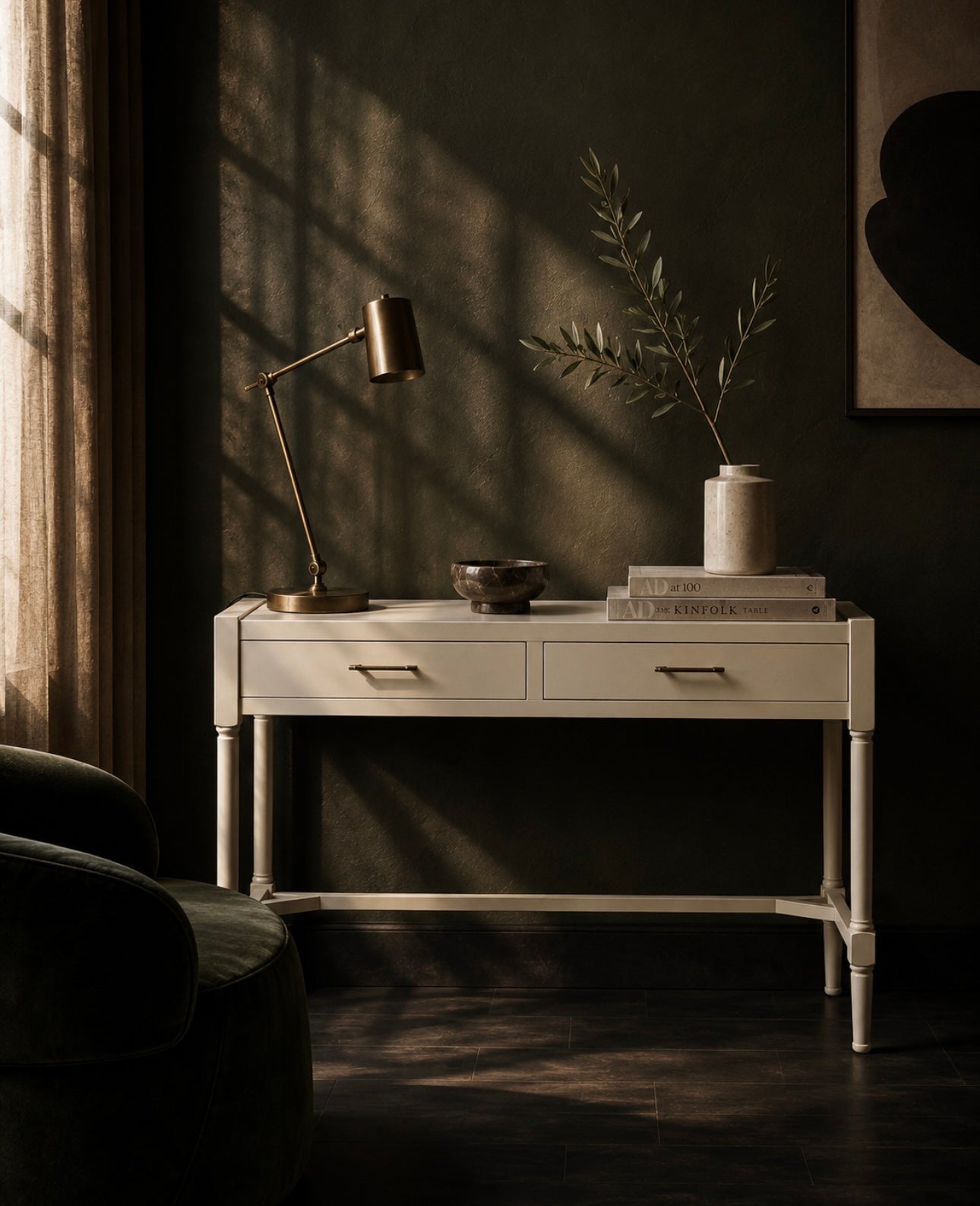 Heritage Ivory Desk with Dual Drawers – Workspace Desk with Carved Legs