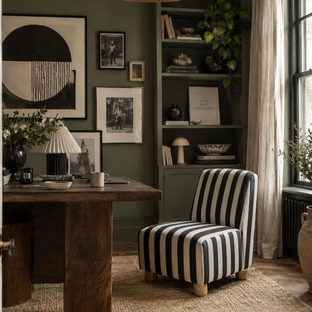 Parla Black & White Stripe Office Chair