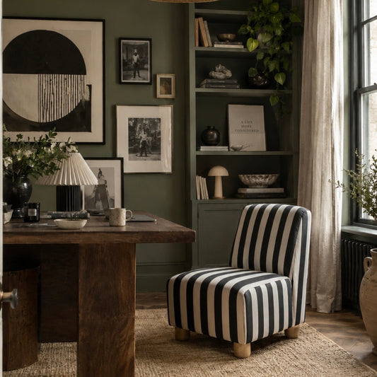 Parla Black & White Stripe Office Chair