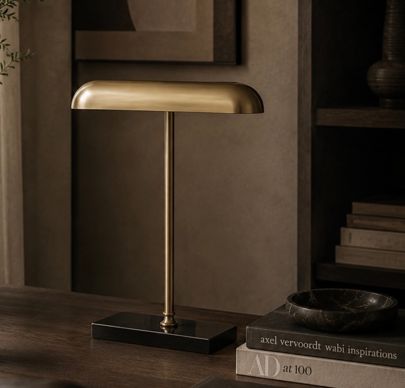 Newton Retro Brass Finish Desk Lamp