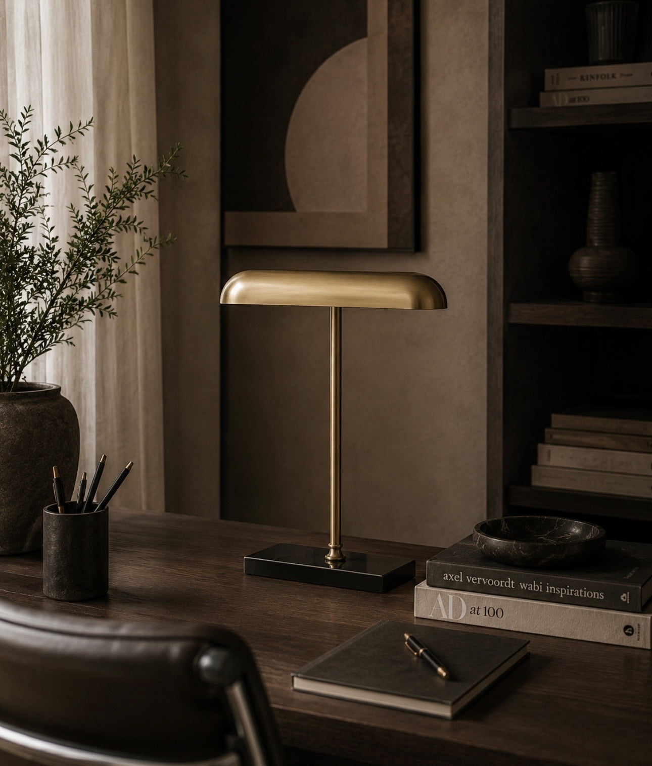 Newton Retro Brass Finish Desk Lamp