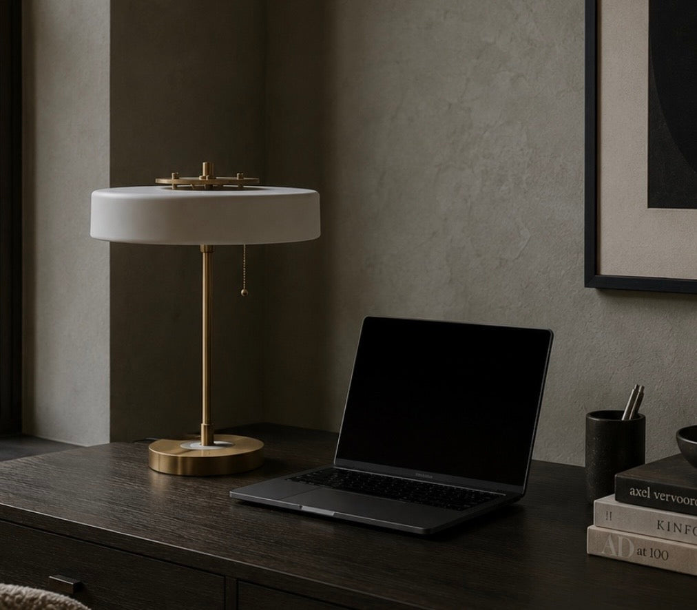 Rogano White Shade With Gold finish Frame Table Lamp