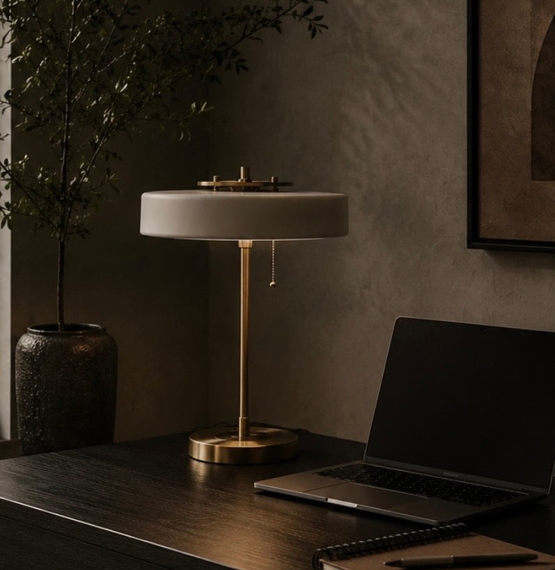 Rogano White Shade With Gold finish Frame Table Lamp