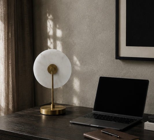 Waldorf White Marble And Gold Finish Table Lamp