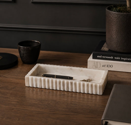 Savio Fluted Marble Desk Organiser
