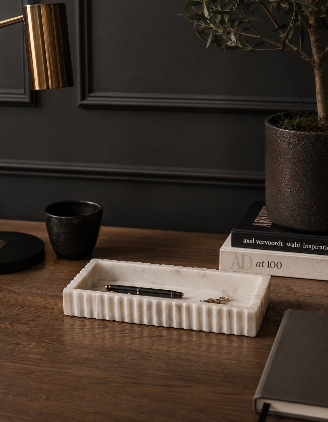 Savio Fluted Marble Desk Organiser