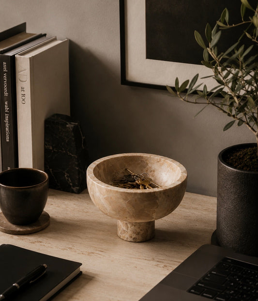 Santino Chocolate Marble Pedestal Bowl